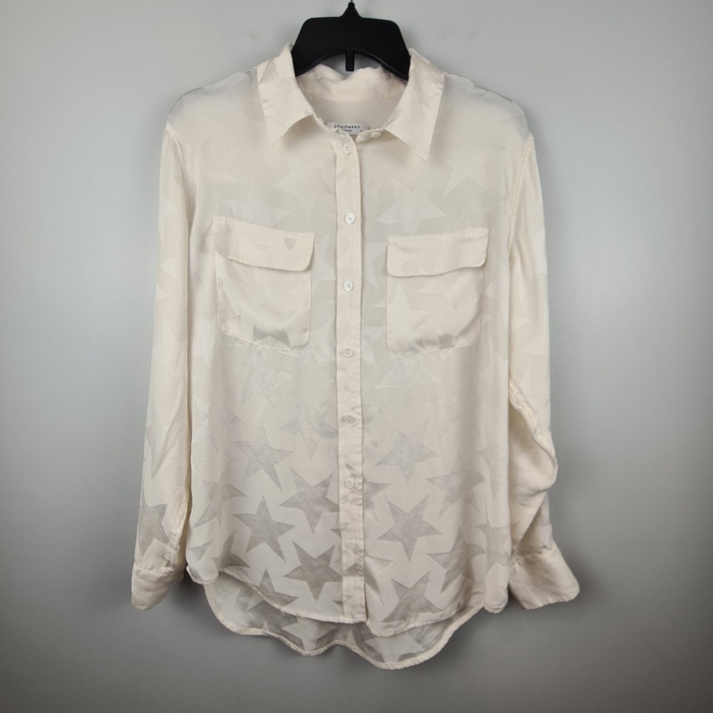 Equipment Femme Slim Signature Silk Star Print Blouse Nature White Ivory Medium